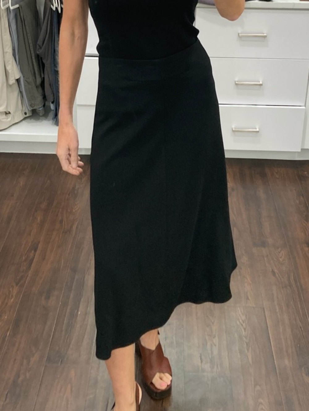 Mango Black Asymmetric Midi Skirt